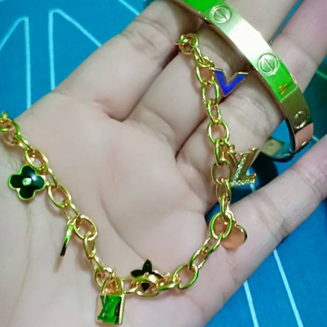 Gelang rantai lv mainan n gelang cartier gold