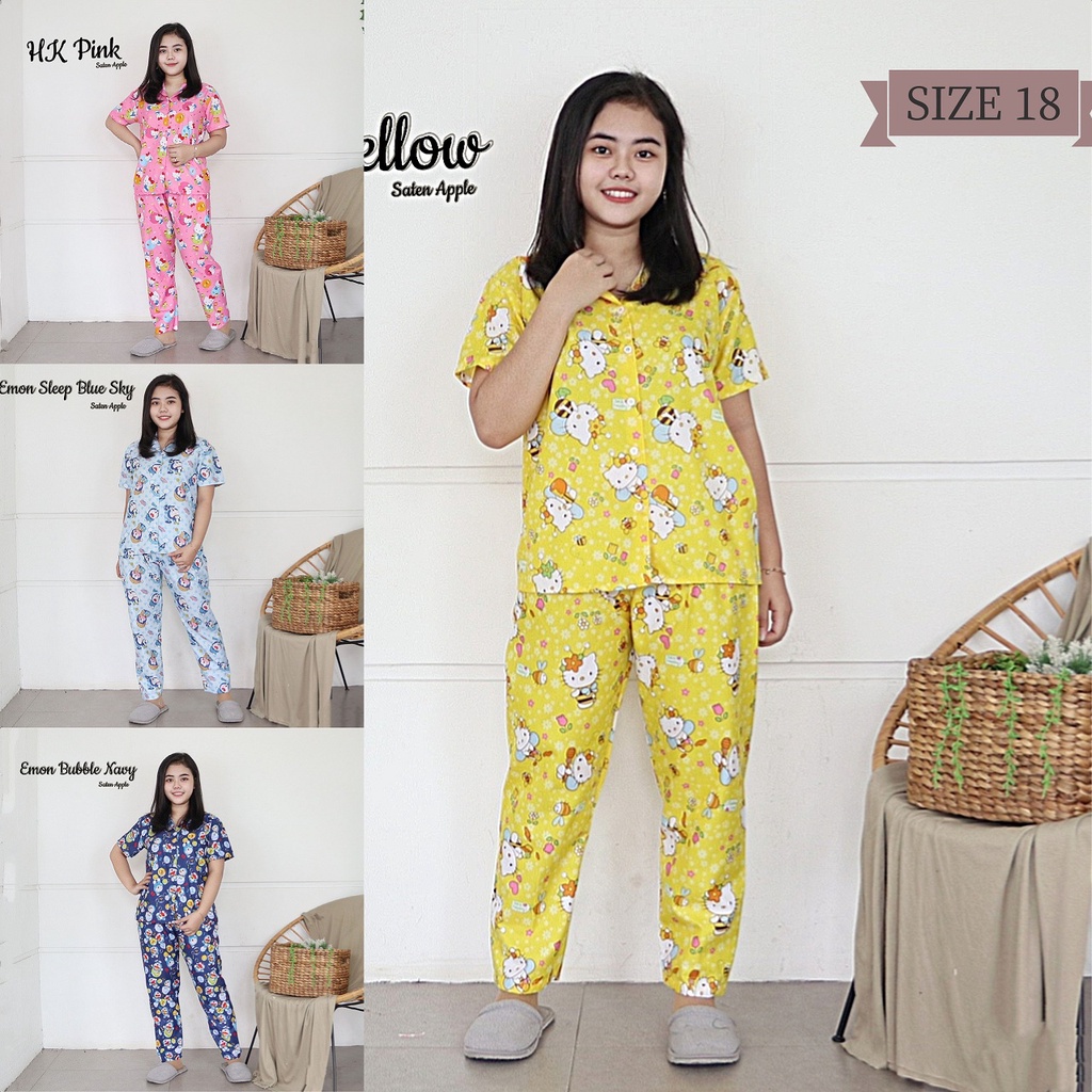 IZANY Piyama Junior umur 11 - 12 th banyak motif bahan Saten apple (bukan merk izany)