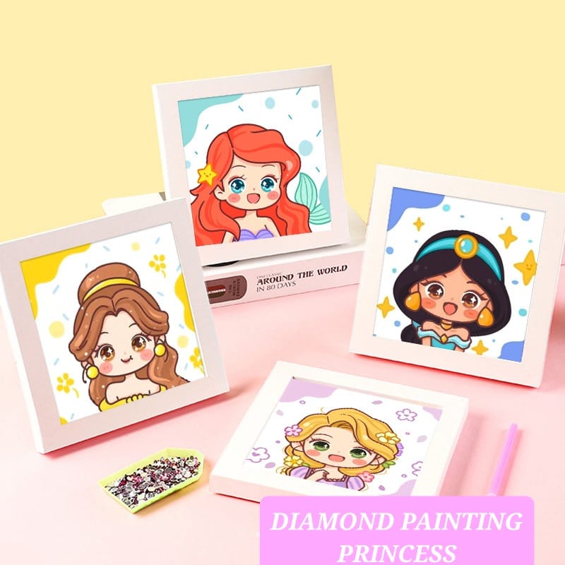 5D DIAMOND PAINTING PRINCESS CRYSTAL + FRAME MAINAN EDUKASI MOTORIK MONTESORI ANAK KRISTAL KERAJINAN KETERAMPILAN ANAK