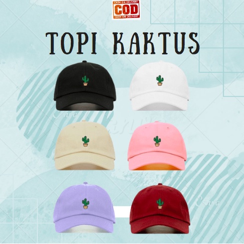 TOPI BASEBALL BORDIR MOTIF CACTUS KUALITAS PREMUIM STYLISH DAN TRENDY KOREAN STYLE