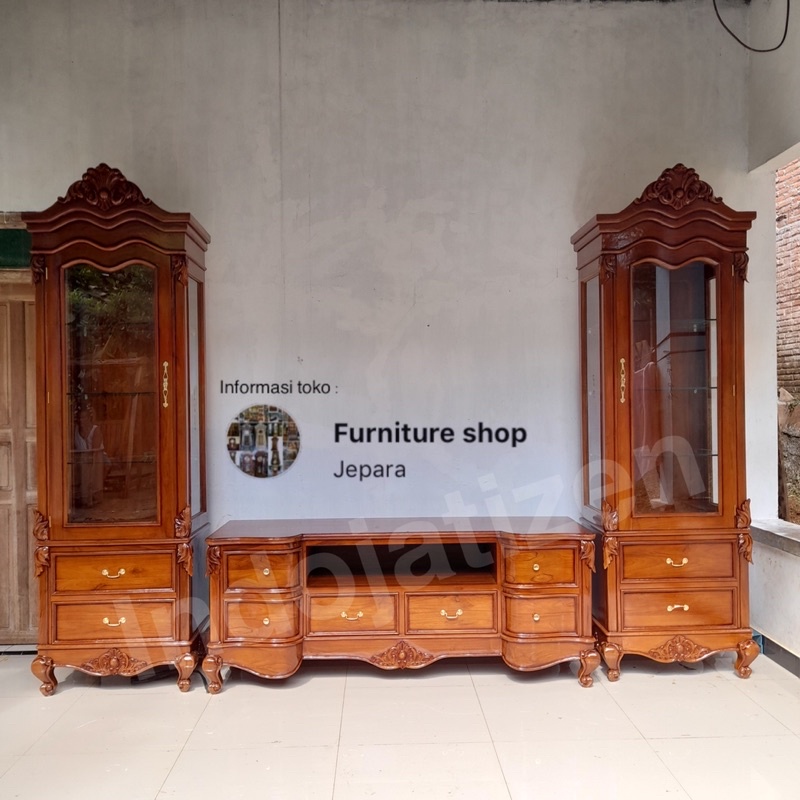 Lemari hias Tv kayu jati