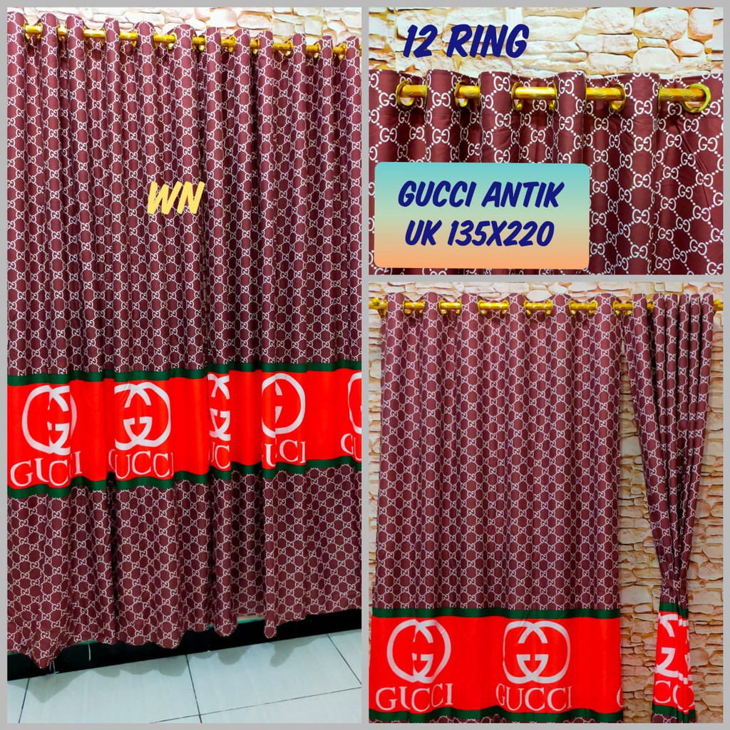 KAIN TEBAL!!!Produksi Sendiri Gorden Smokring Besar uk 135x220 12 Ring Hordeng Murah Gorden Smokring