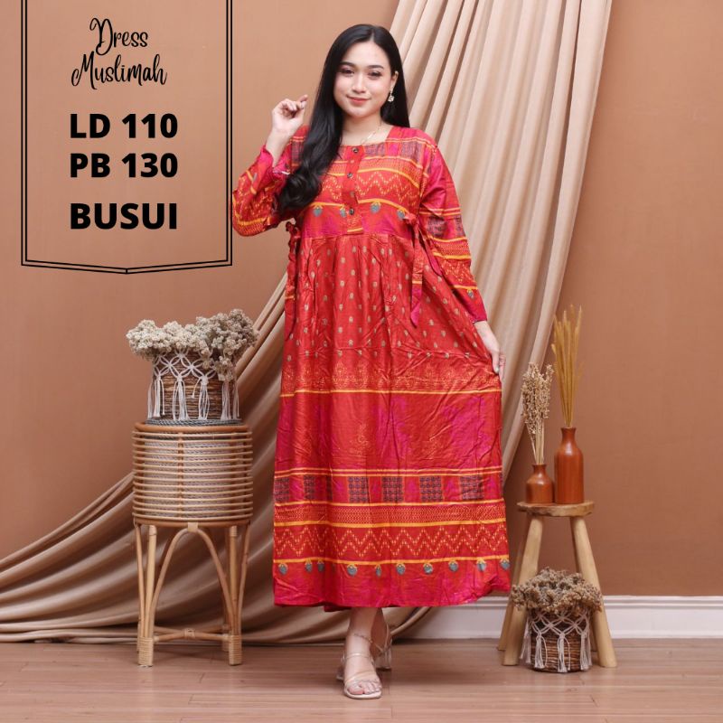Daster Rayon Busui Kancing Gamis Muslimah Daster Susun Lengan Panjang Murah Busui Resleting Depan Ld