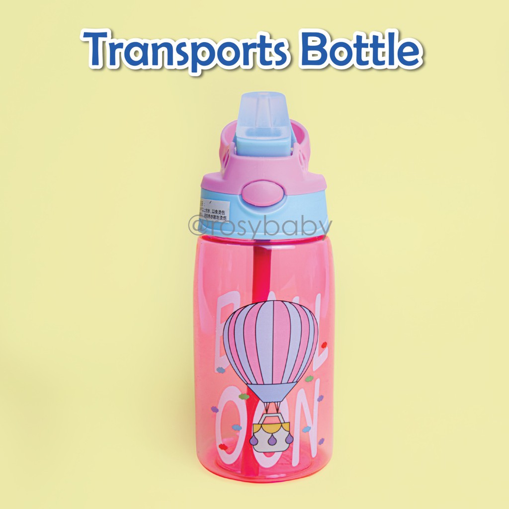 Botol Air Minum 450 ml / Botol Minum Anak Lucu Motif Karakter Imut dengan Sedotan BPA FREE Botol