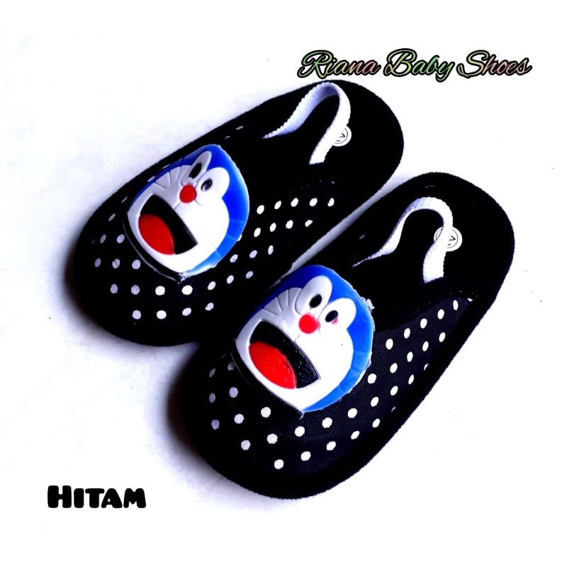 Sandal slop bayi BAPAU motif polkadot Doraemon murah terbaru usia 6 s/d 18 Bulan