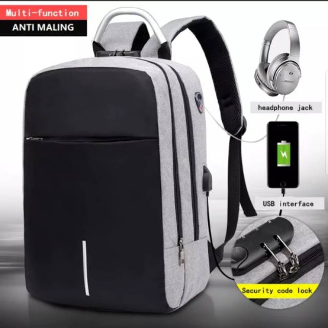 Tas Ransel Anti Maling Smart Bagpack Import ORIGINAL dengan USB Slot bisa COD