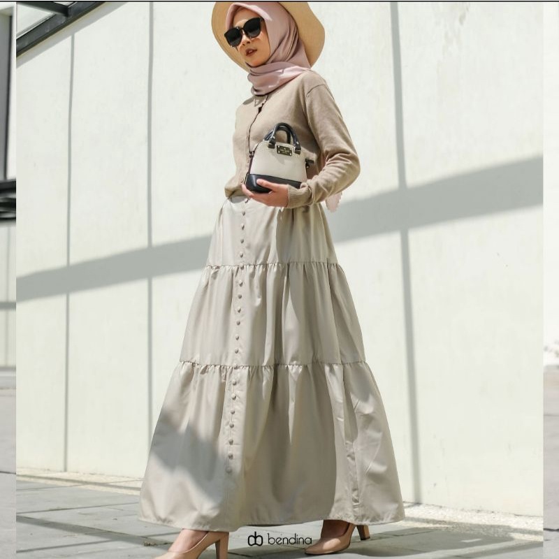 Ariana- Rok Susun Rayon Jumbo Premium Rok Susun Kancing Depan