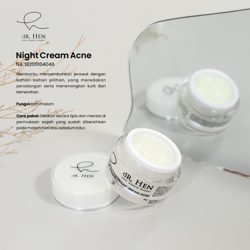 DR HEN NIGHT CREAM ACNE & NIGHT CREAM WHITENUBG SKINVARE AMAN SKINCARE BPOM SKINCARE ALAMI SKINCARE 