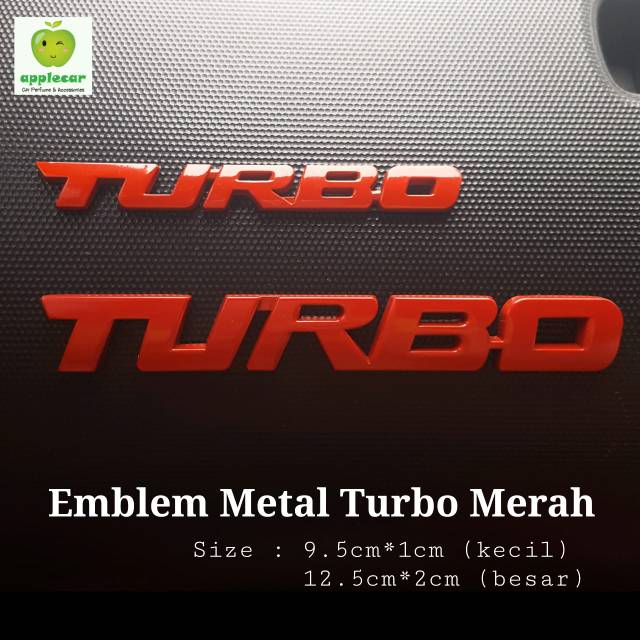 Emblem Stiker Tempelan Metal 3D Turbo Merah