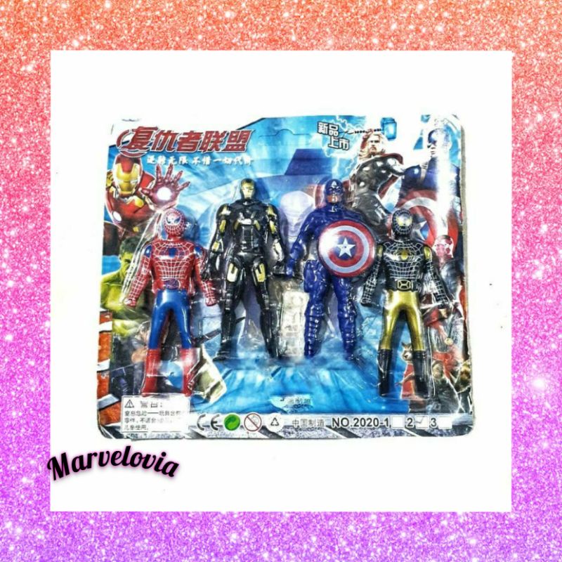 marvelashop | Mainan Robot Avengers Super Heroes 4 pcs spiderman kapten amerika ironman venom