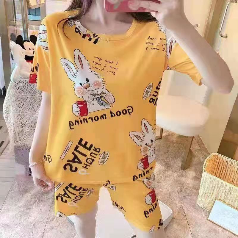 NEW SET PIYAMA IMPORT / SLEEPWEAR / BAJU TIDUR MURAH-Set rabbit kuning