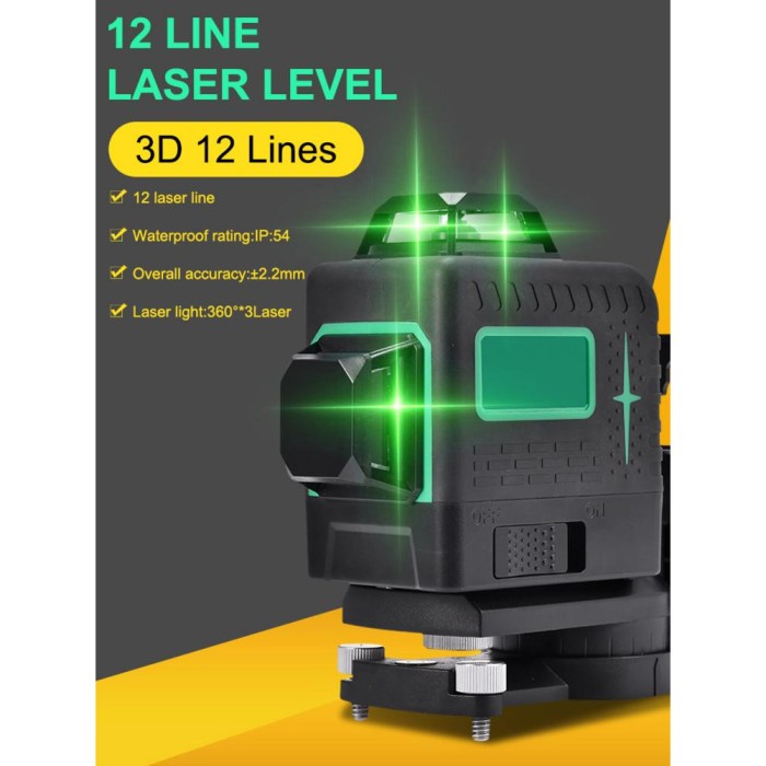 VAHIGCY Mesin Self Leveling 12 Line Laser 3D High-precision HZ9 Green
