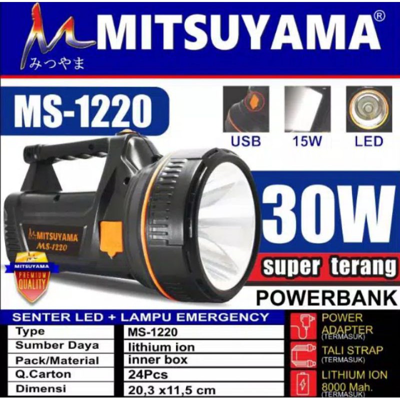 senter mitsuyama MS-1220 30watt super terang dan tahan lama