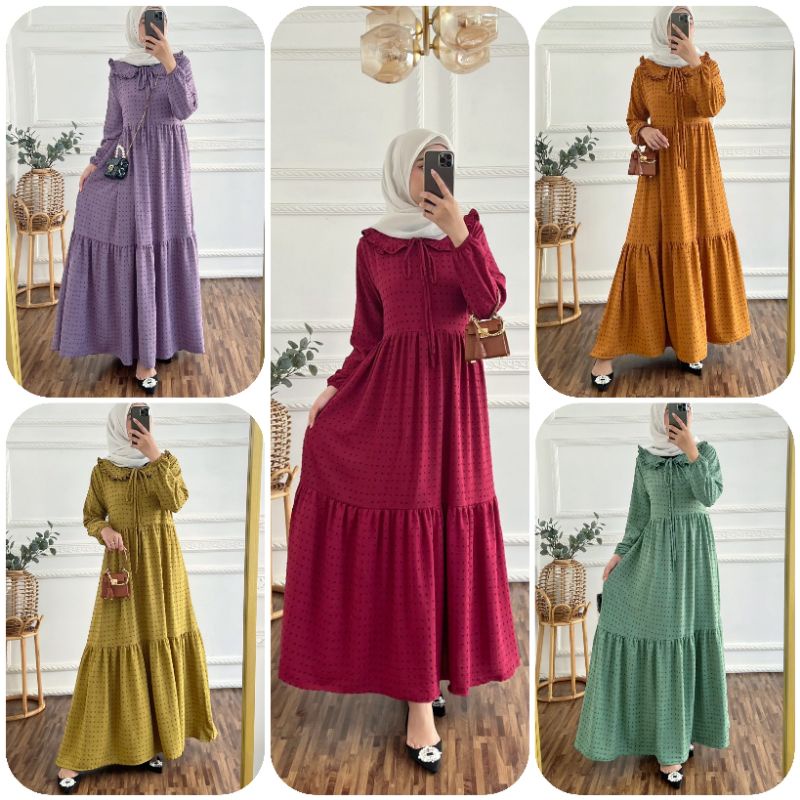LOTTA DRESS|GAMIS LEBARAN CRINKLE URAGIRI PREMIUM|DRESS LEBARAN MUSLIM CANTIK CRINKLE URAGIRI TERLAR