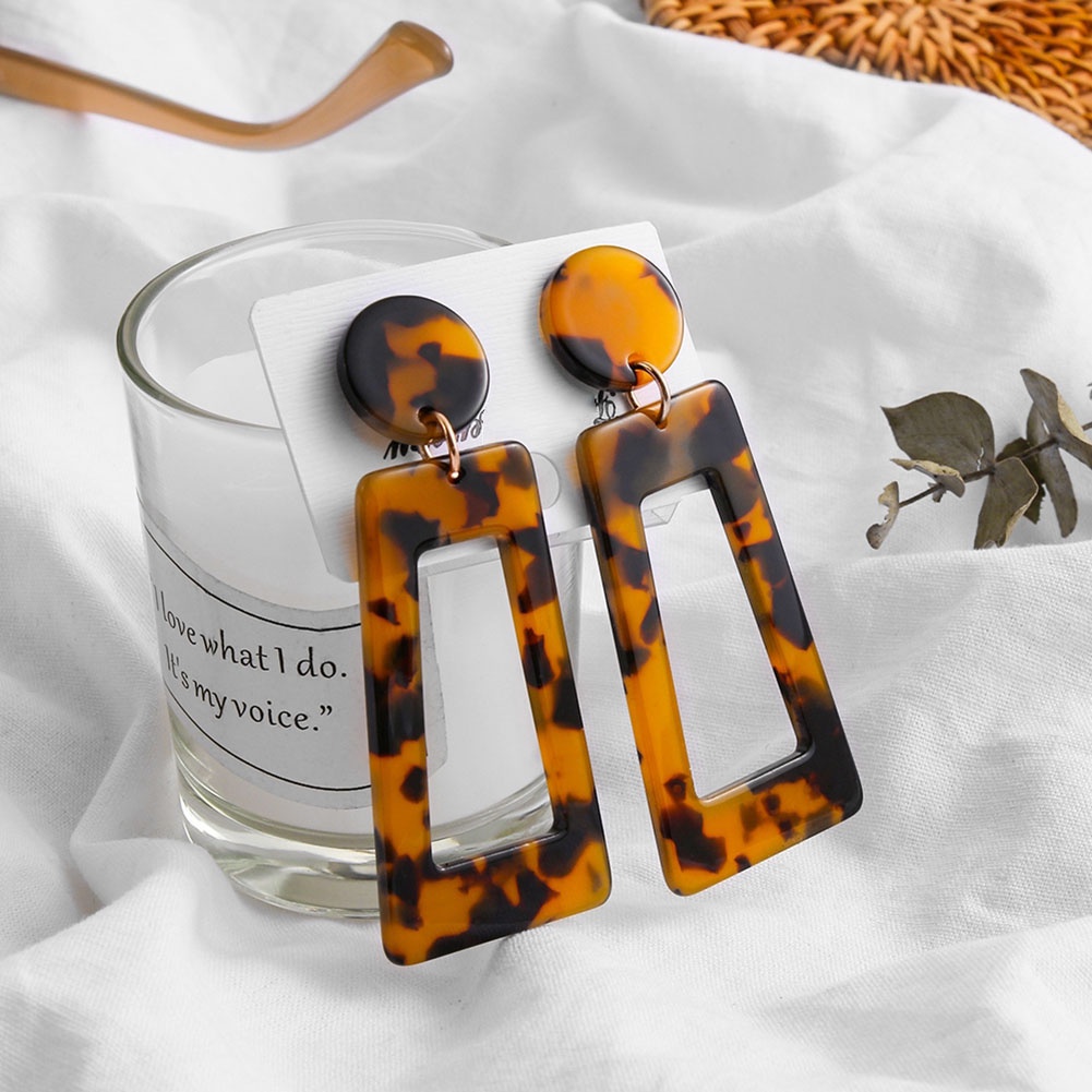 Hu Hu Hu Hu Hu Alat Bantu Pasang Kacamata♡ Anting Tusuk Gantung Statement Desain Geometri Warna Warni Untuk Wanita