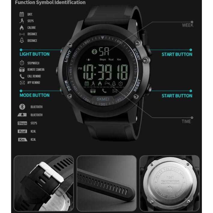 SKMEI Jam Tangan Olahraga Smartwatch Bluetooth - 1321 [Hitam]