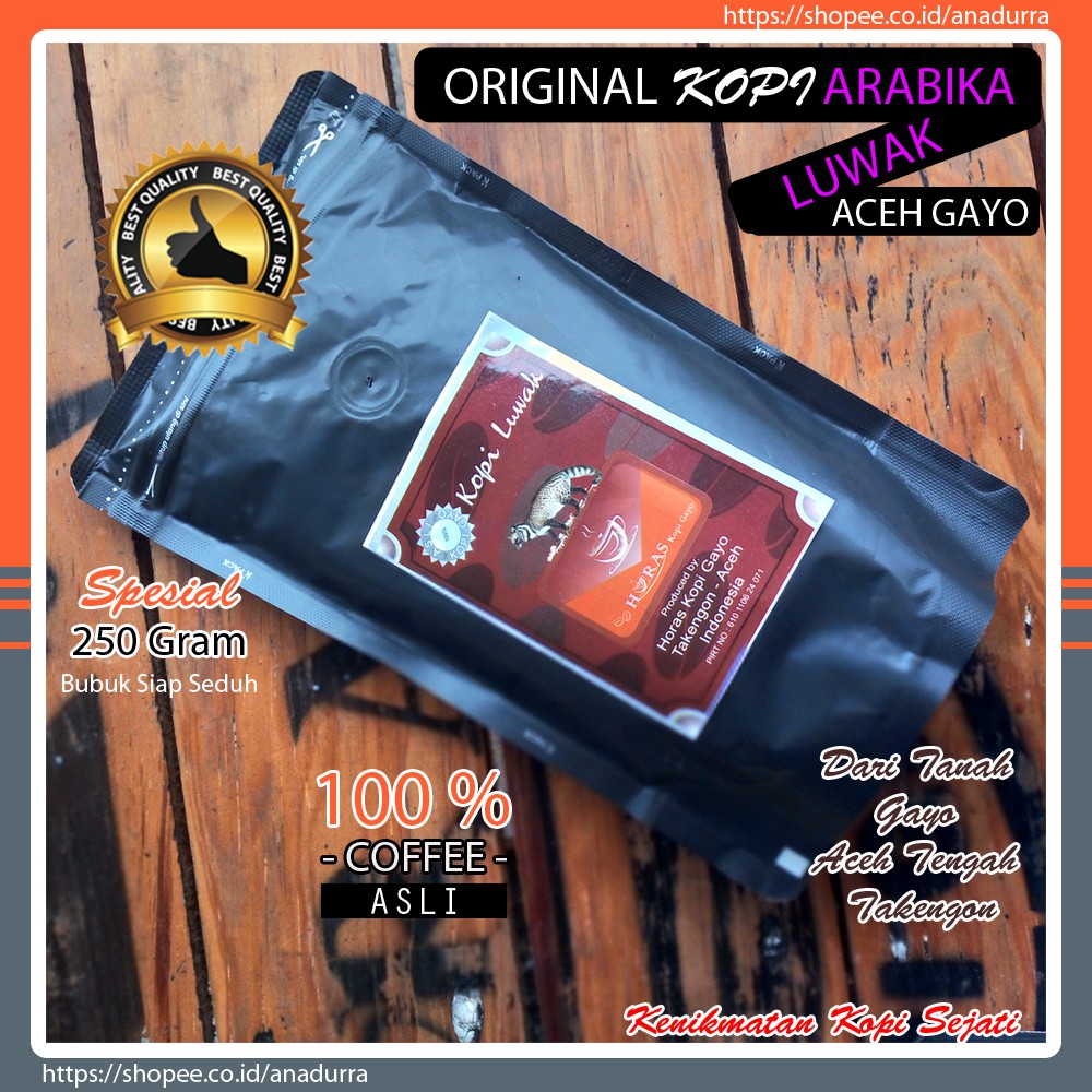 

Kopi Aceh Gayo Arabika Luwak Spesial 250 Gram | Horas