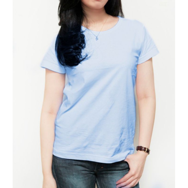 Kaos murah polos ukuran wanita warna biru muda