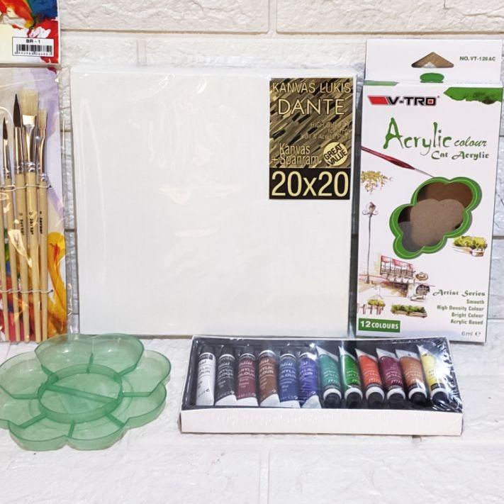 

Special - PAKET MELUKIS SET Kanvas 20X20 Kuas Palet