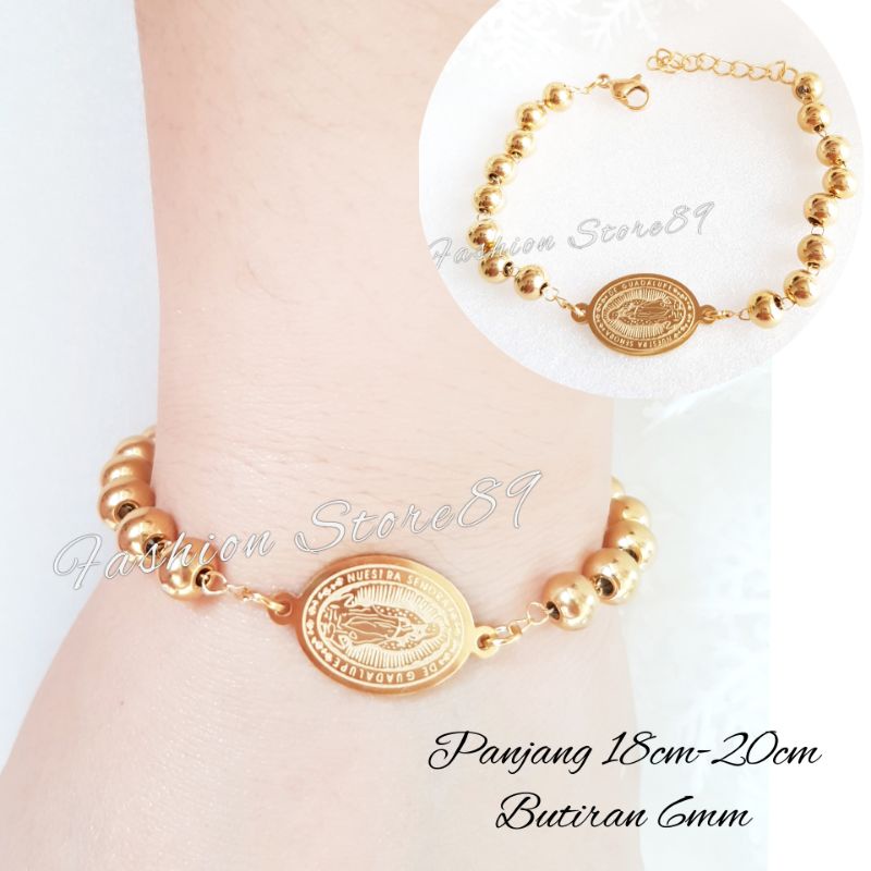 Gelang Rosario Gold Bunda Maria  Titanium Antikarat Impor GRx09