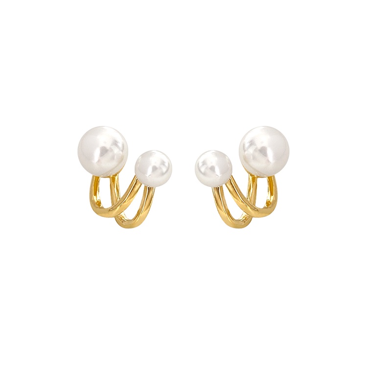 Sepasang Anting Tusuk Bentuk U Aksen Mutiara Bahan 925 silver needle Untuk Wanita