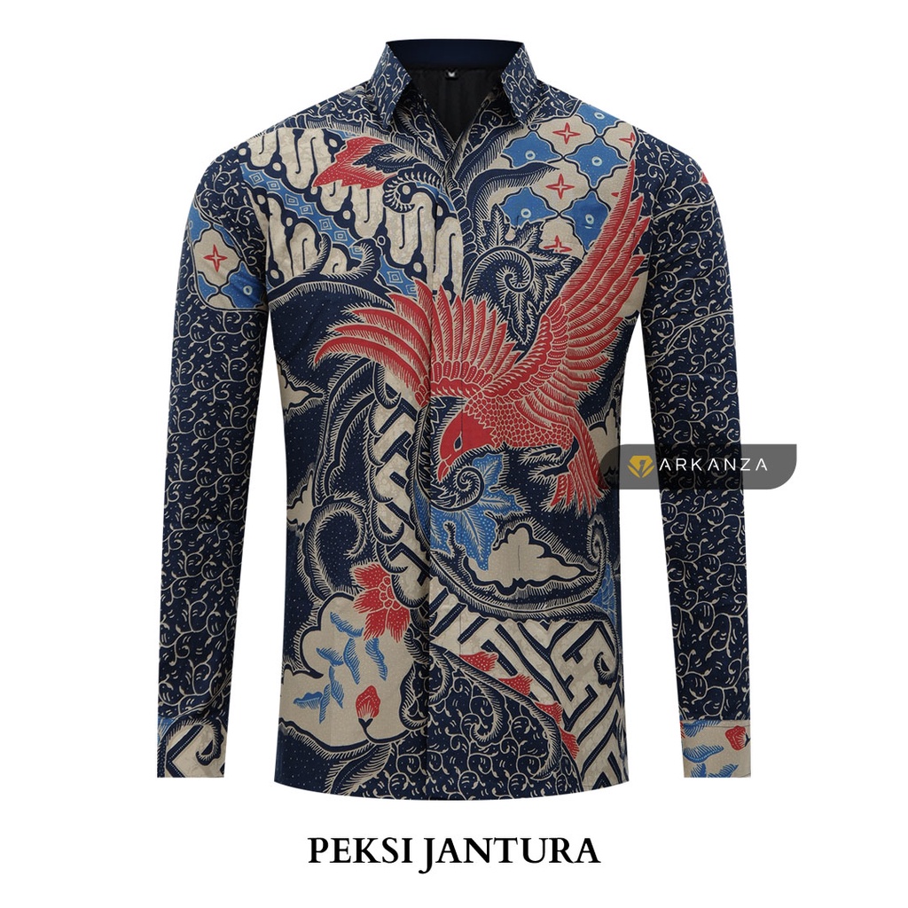 BATIK ARKANZA Motif PEKSI JANTURA Hem Atasan Kemeja Baju Batik Pria Cowok Laki Laki Slimfit Full Lapis Furing Lengan Panjang Lengan Pendek Original Asli