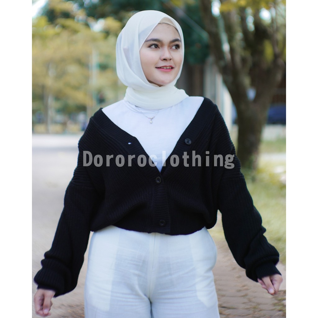 Cardigan Crop Kancing / Kardigan Rajut Oversize Kancing Rajut Premium