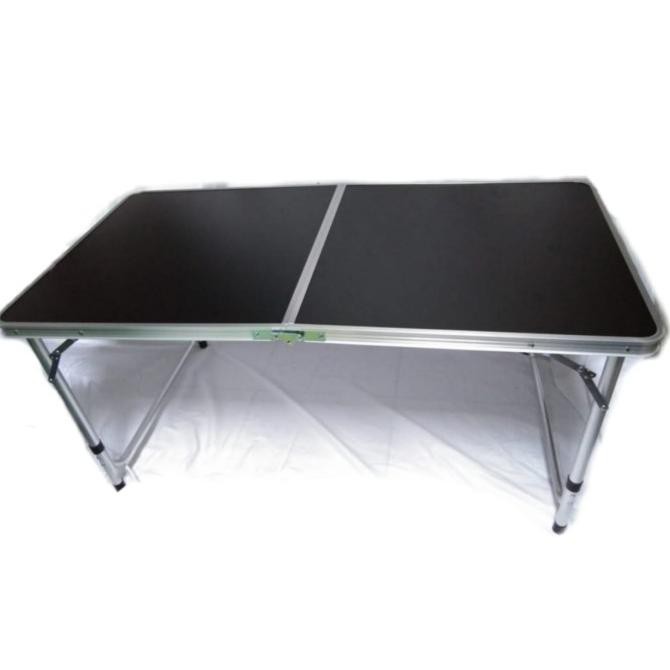 Meja Lipat Koper Portable Kaki Bulat / Meja Lipat Import Murah HQ - Hitam