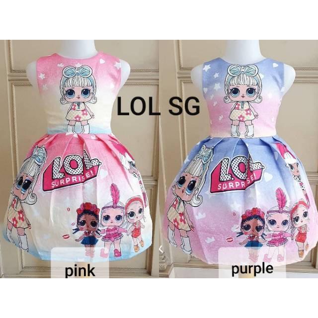 81105 LOL SG PINK / DRESS LOL / GAUN PESTA ANAK / DRESS PRINCESS IMPORT KOREA PINK UNGU