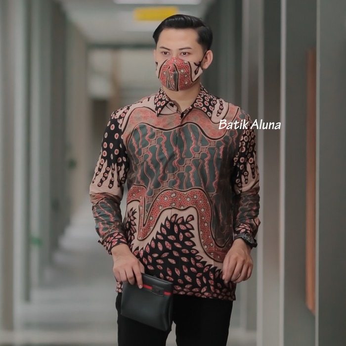 Kemeja Batik Pria Premium Solo Lengan Panjang Produsen Pabrik Batik Aluna PCW 030