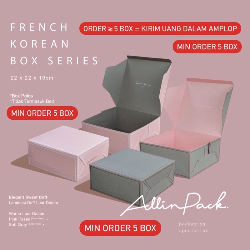 

MIN 5 BOX // Kotak Kue 22x22x10 Imlek pink Mewah Cute Elegant Korea / MINIMAL 5 BOX // box kue chiffon spiku pudding lapis legit bolu tart valentine box wedding souvenir pernikahan