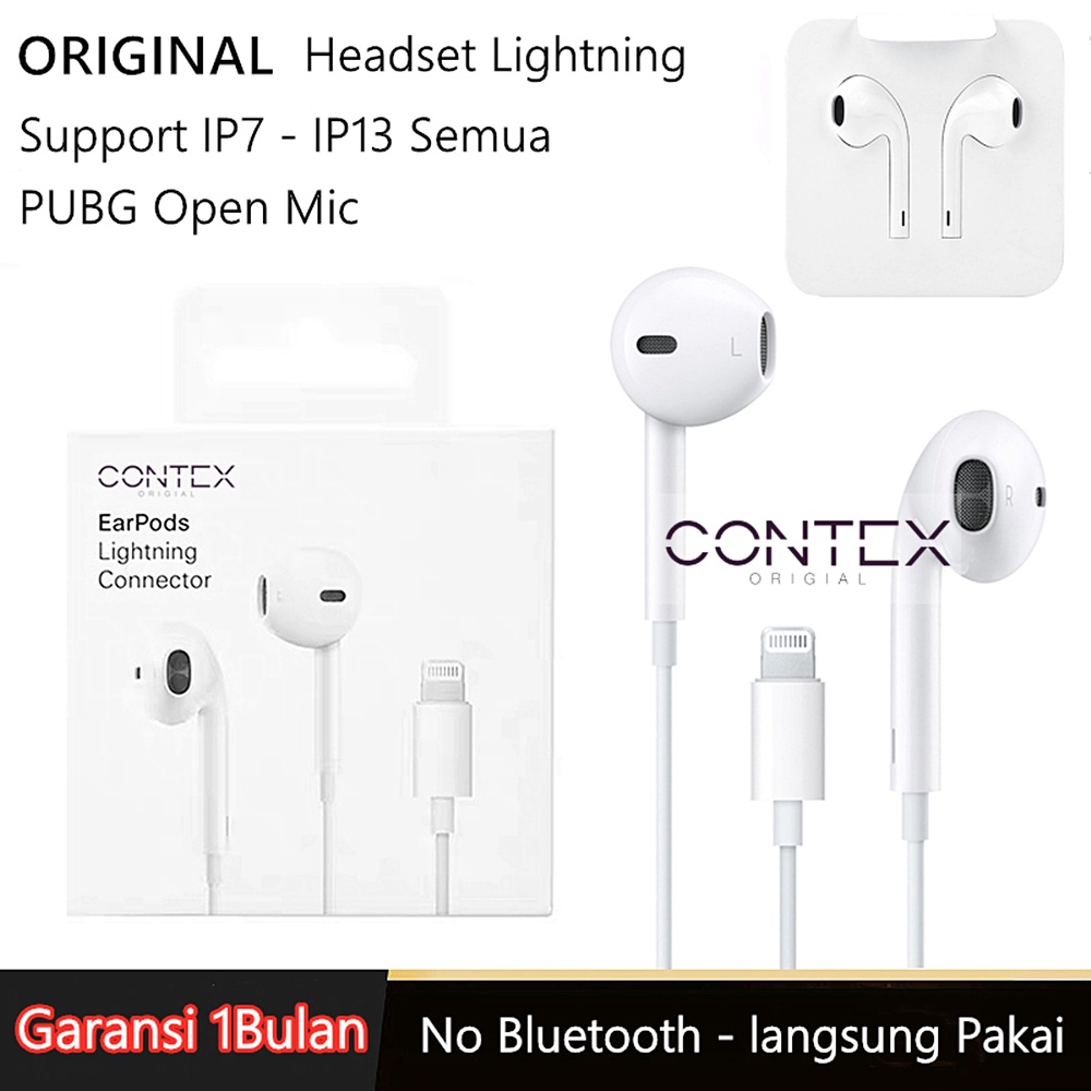 CONTEX - Origianl Headset Lightning Support Pubg Mic Telepon Earphone / Handsfree