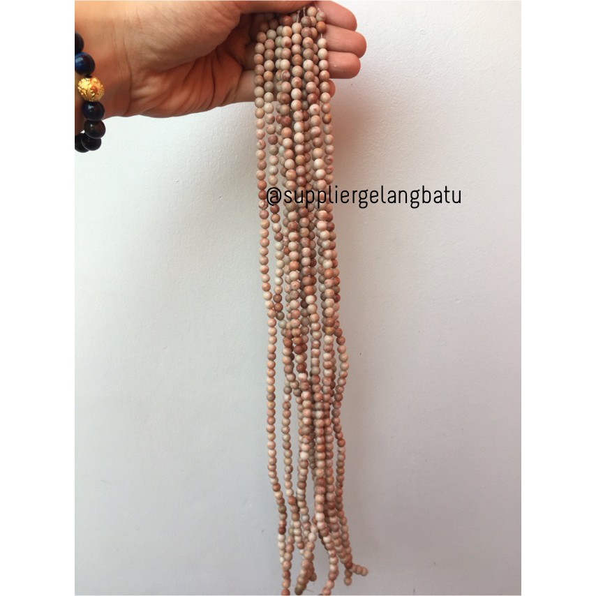 bahan soft white jasper 6mm koka natural renceng asli batu alam open aksesoris fashion craft grosir