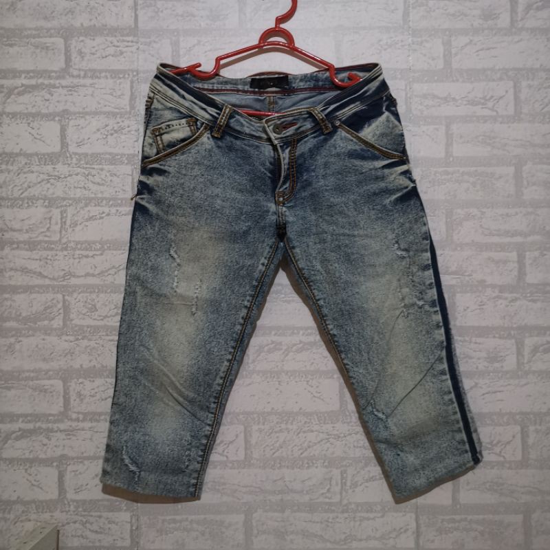 bawahan rok coklat hazel mocca celana ripped jeans 3/4 pl bekas wanita cewek