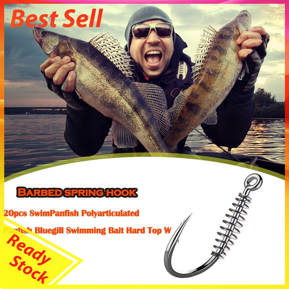 20pcs Carp Fishing Hook Barbed Swivel Spring Jig Hook Single Circle Hooks