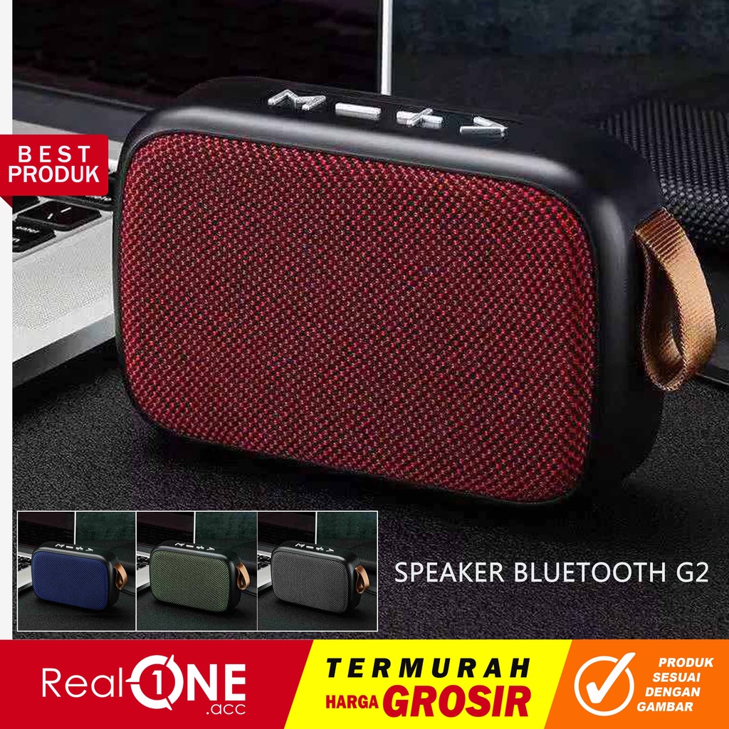 Speaker portable bluetooth wireless G2 pengeras suara mega bass mini colour merah biru abu hijau hitam - realoneacc