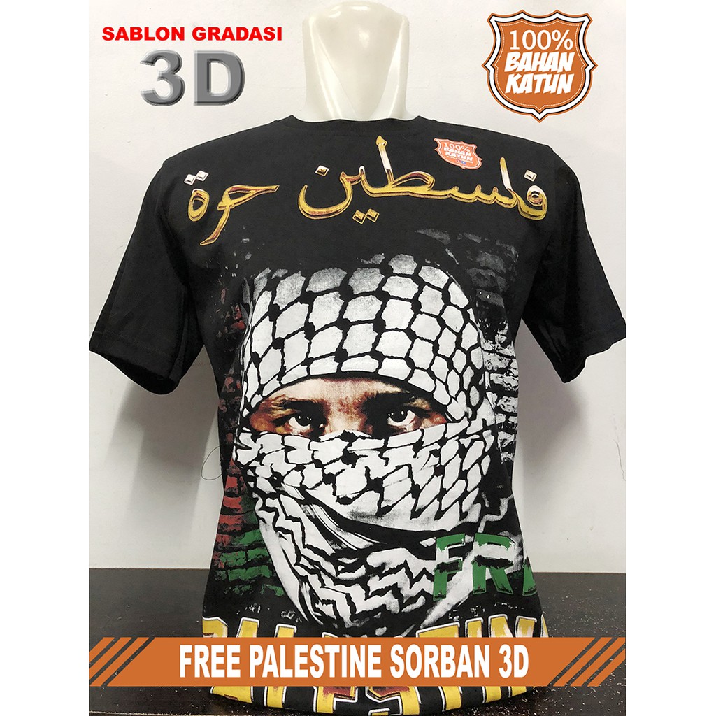 FANSHOP XP Kaos Dakwah Islami Hijrah Tauhid Sorban 3d Palestine-Palestine Sorban