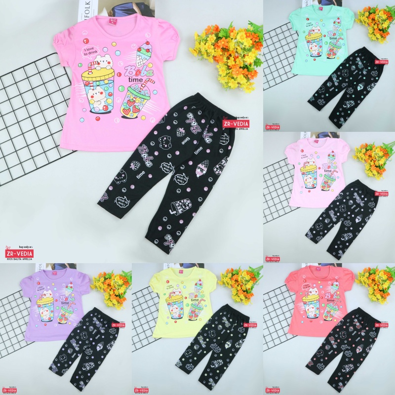 Setelan Boba uk 2-6 Tahun / Baju Anak Legging Perempuan Celana Panjang Karakter Import Kiosbalitaaprillia