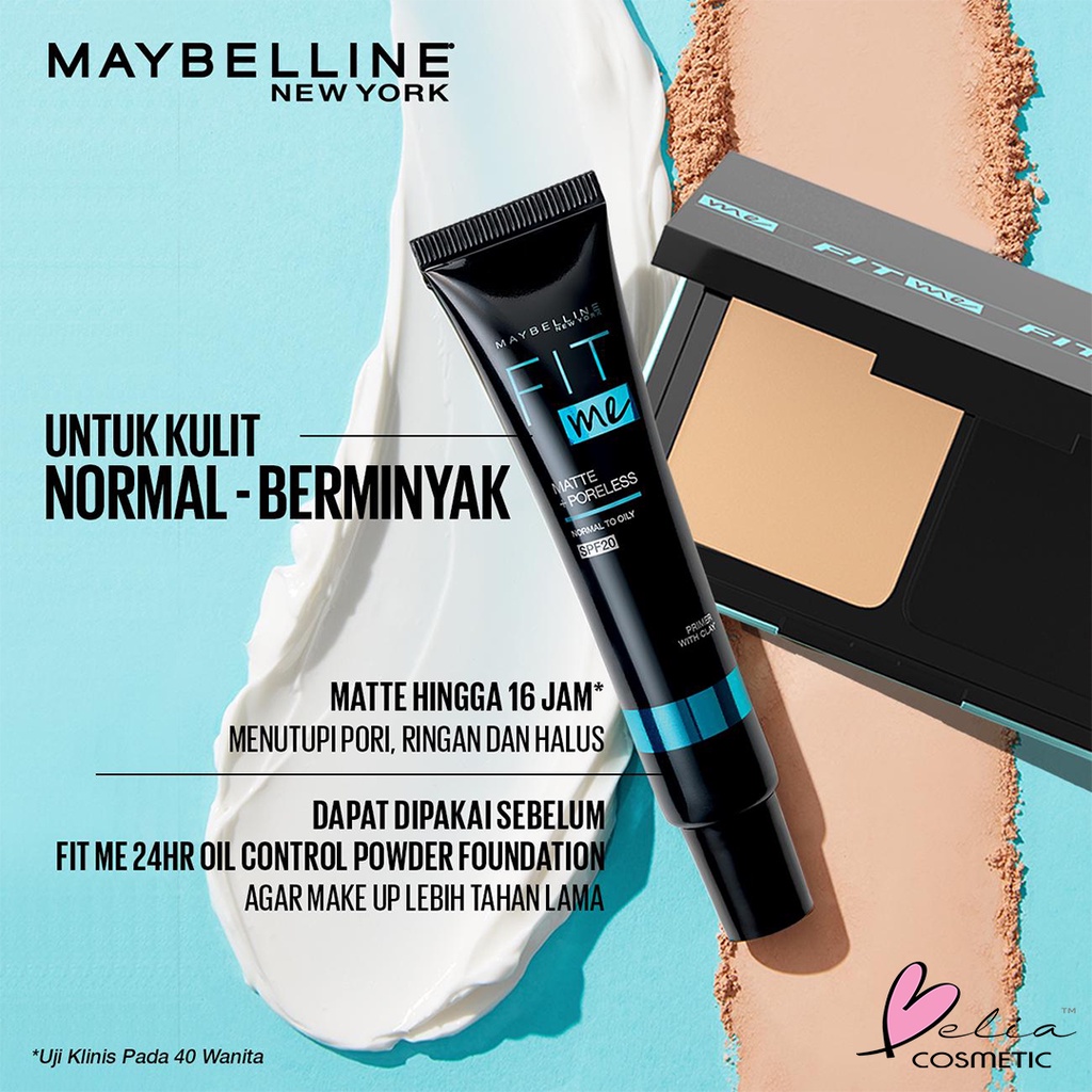 ❤ BELIA ❤ MAYBELLINE Fit Me Matte + Poreless SPF20 Primer | Normal to Oily | Primer | Make Up Base | Alas Make Up | BPOM