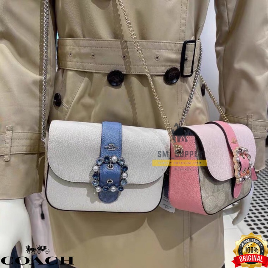 TAS WANITA COACH GEMMA CROSSBODY COLORBLOCK IN SIGNATURE - PINK