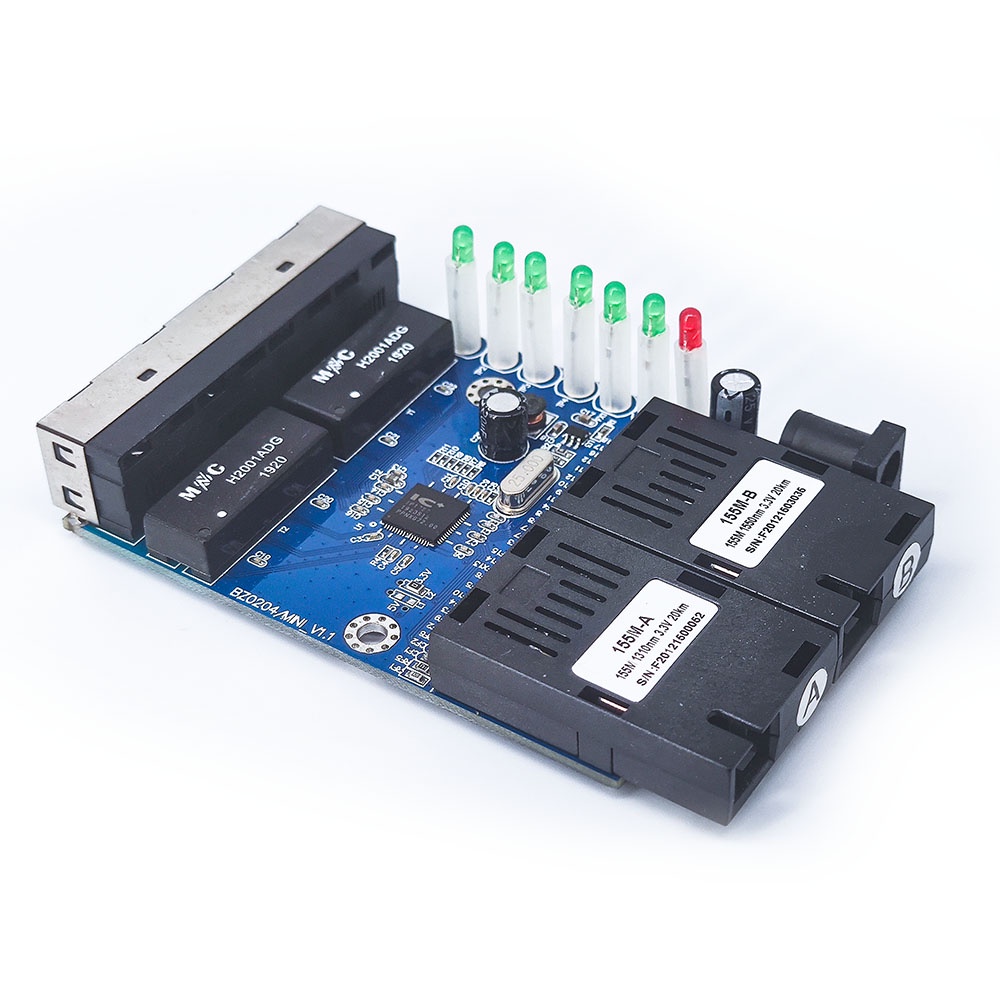 【Support POE】10/100M 2F4E 2 SC 4 RJ45 Ethernet  PCBA Single Mode 5V-12V input-8