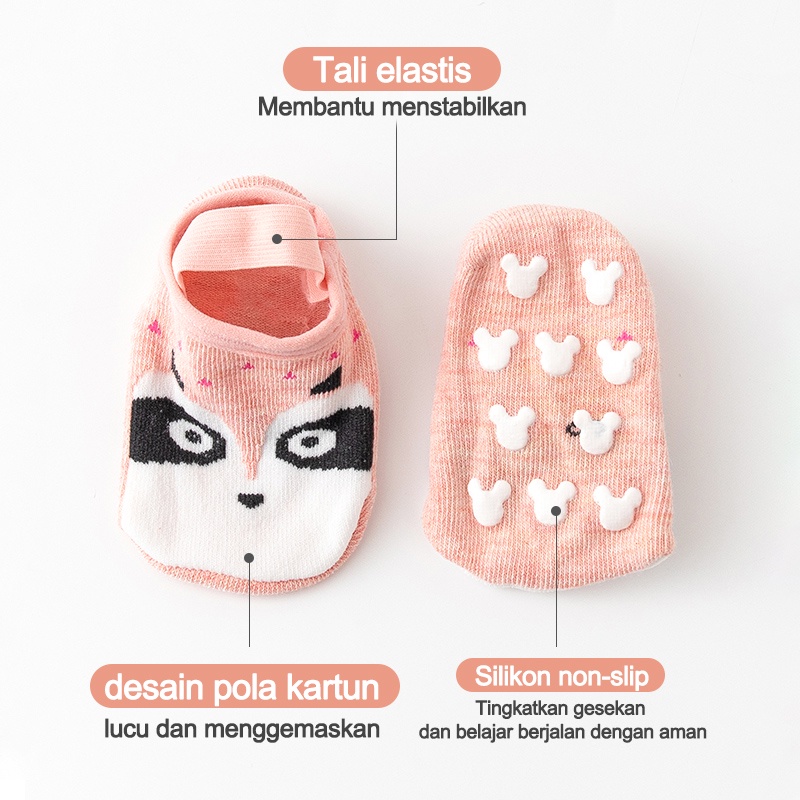 Kaos kaki anak bayi ankle dengan strap/Kaos kaki bayi/Sepatu kaus kaki anak bayi bahan katun anti slip/Kaos kaki anti slip  L116/117