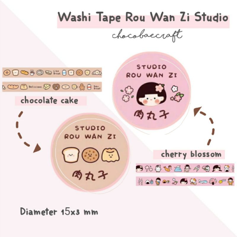 

Washi Tape Selotip Kertas Karakter Lucu Rou Wan Zi Studio