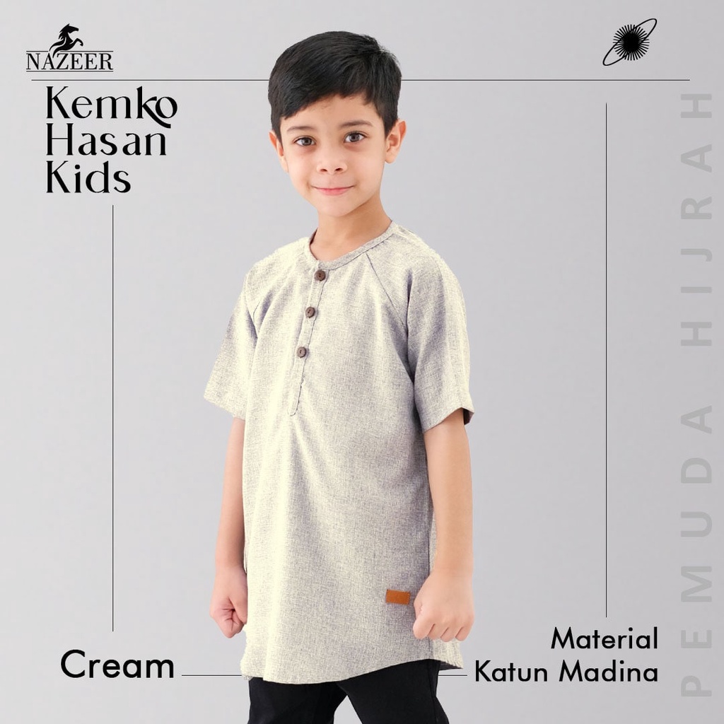 Baju Muslim Koko Kurta Anak Laki Laki HASAN KIDS Lengan Pendek NAZEER