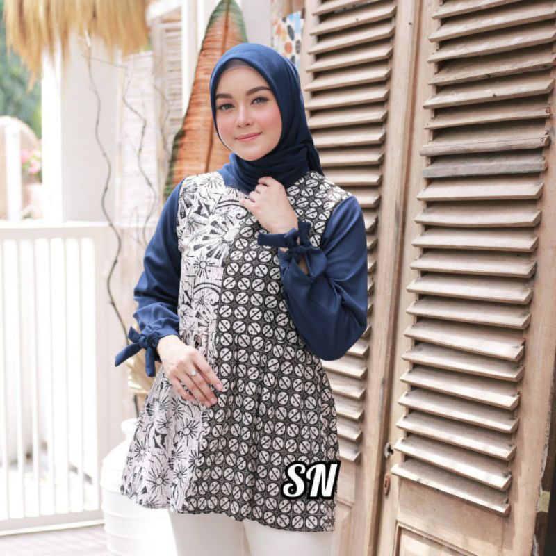 Atasan Batik Modern Baju Batik Wanita Atasan Batik Seragam Kantor Katun M L XL XXL Jumbo XXXL 4L 5L SN