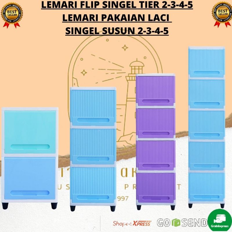 CLUB - LEMARI PAKAIAN PLASTIK FLIP SINGLE TIER 2-3-4-5