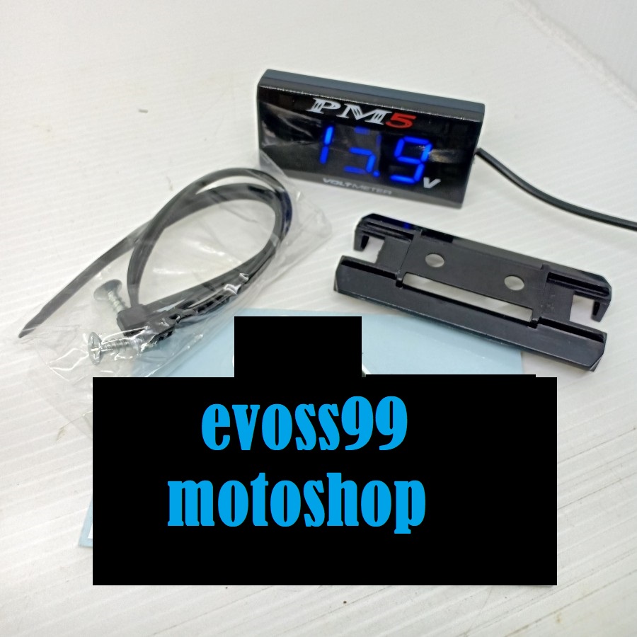 voltmeter motor digital slim waterproof aozora voltmeter aki motor 1mode nyala biru