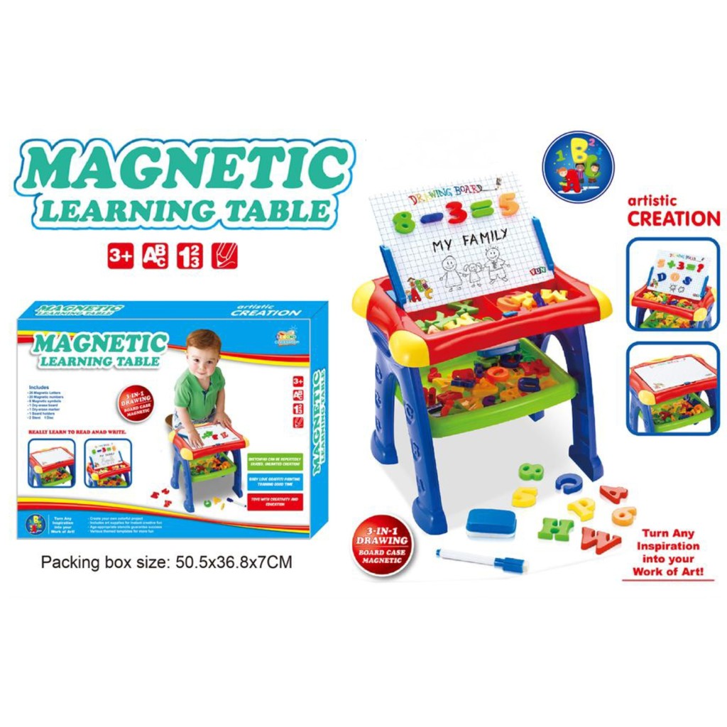 MAINAN EDUKASI MEJA BELAJAR MAGNETIC LEARNING TABLE 3 IN 1