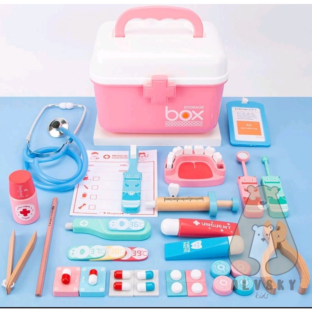 MAINAN DOKTER DOKTERAN SET LENGKAP / WOODEN DENTIST TOY BOX