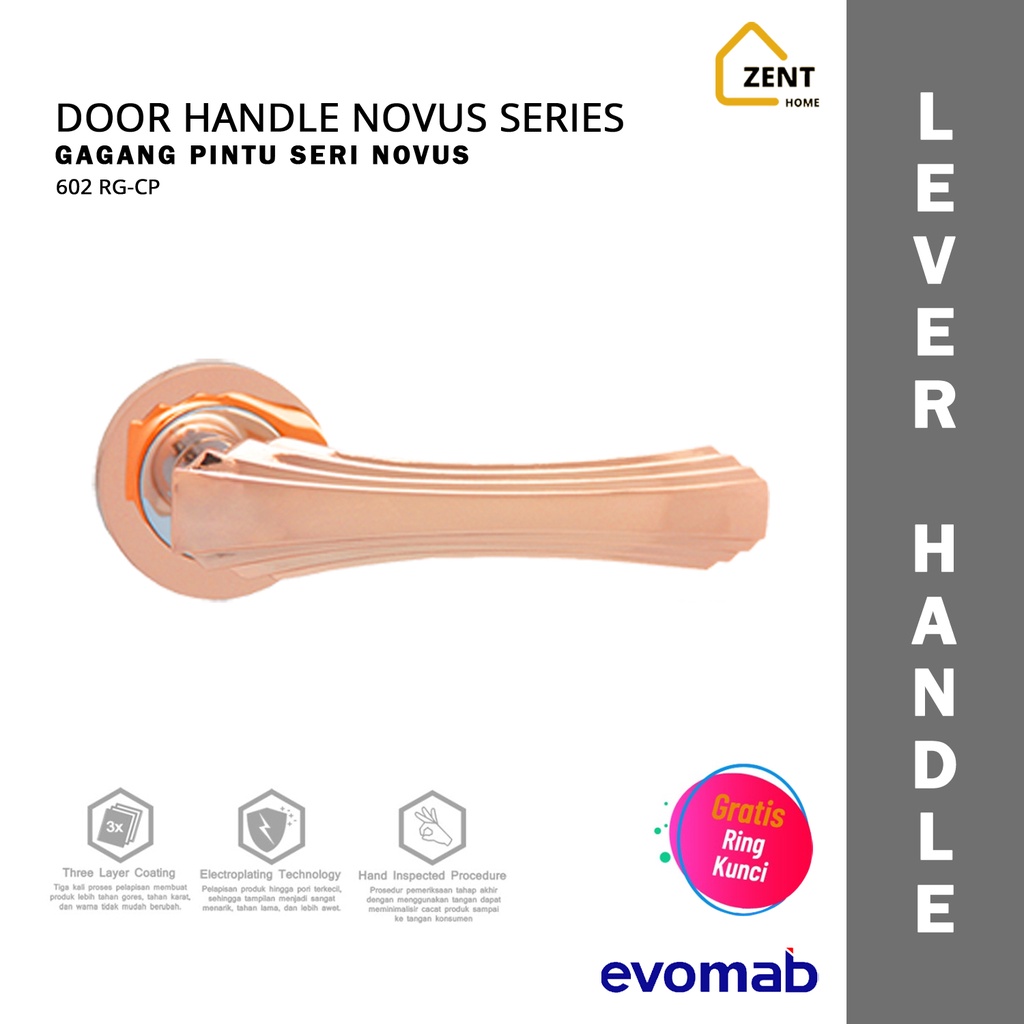 evomab Lever Handle Gagang Pintu Rose Gold Novus 602
